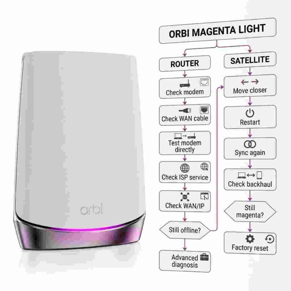 Orbi router magenta light troubleshooting